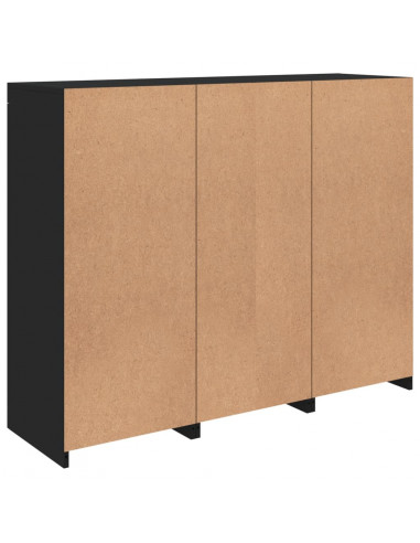 Credenze con Luci LED 3 pz Nere in Legno Multistrato