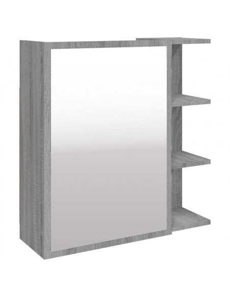 Mobile da Bagno a Specchio Grigio Sonoma 62,5x20,5x64 cm Legno