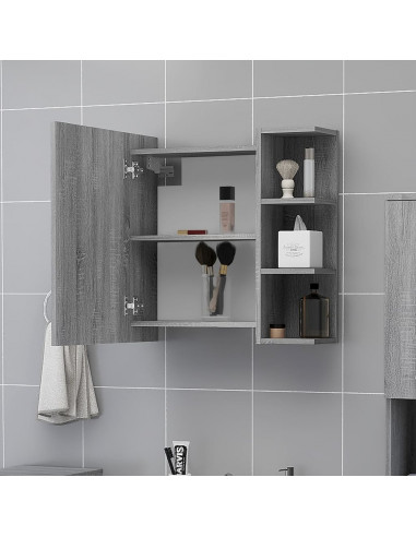 Mobile da Bagno a Specchio Grigio Sonoma 62,5x20,5x64 cm Legno
