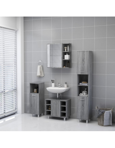 Mobile da Bagno a Specchio Grigio Sonoma 62,5x20,5x64 cm Legno