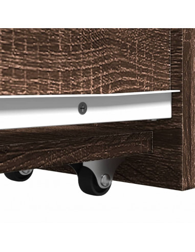 Armadietto da Bagno Stretto con Ruote Rovere Marrone Truciolato