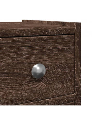 Armadietto da Bagno Stretto con Ruote Rovere Marrone Truciolato