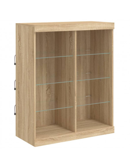 Credenze con Luci LED 3 pz Rovere Sonoma in Legno Multistrato