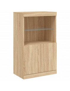 Credenze con Luci LED 3 pz Rovere Sonoma in Legno Multistrato 2