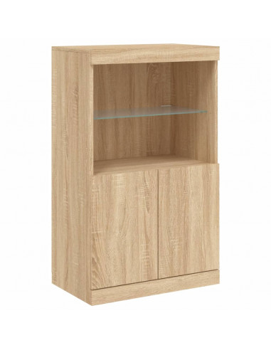 Credenze con Luci LED 3 pz Rovere Sonoma in Legno Multistrato