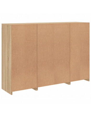 Credenze con Luci LED 3 pz Rovere Sonoma in Legno Multistrato