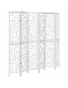 Divisorio Ambienti 6Pannelli Bianco Legno Massello di Paulownia 2