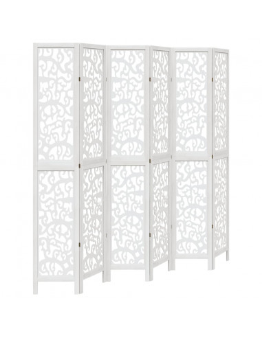 Divisorio Ambienti 6Pannelli Bianco Legno Massello di Paulownia