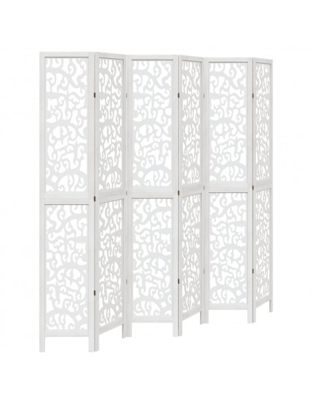 Divisorio Ambienti 6Pannelli Bianco Legno Massello di Paulownia