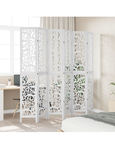 Divisorio Ambienti 6Pannelli Bianco Legno Massello di Paulownia