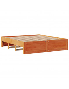 Letto Libreria senza Materasso Marrone Cera 180x200 cm in Pino 2