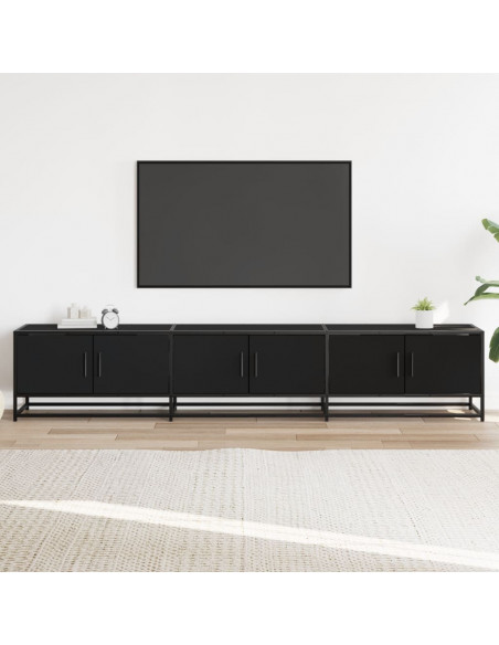 Mobile Porta TV Nero 210x35x41 cm in Truciolato