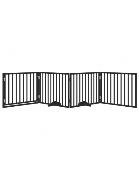 Cancello per Cani Porta Pieghevole Nero 4 Pannelli 320cm Pioppo