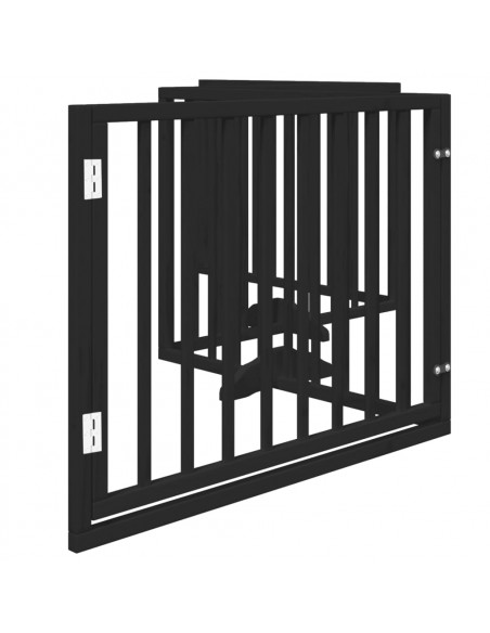 Cancello per Cani Porta Pieghevole Nero 4 Pannelli 320cm Pioppo