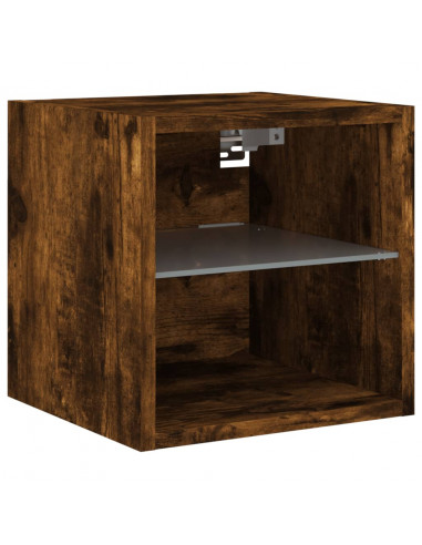 Mobili TV a Muro con LED 6pz Rovere Fumo in Legno Multistrato