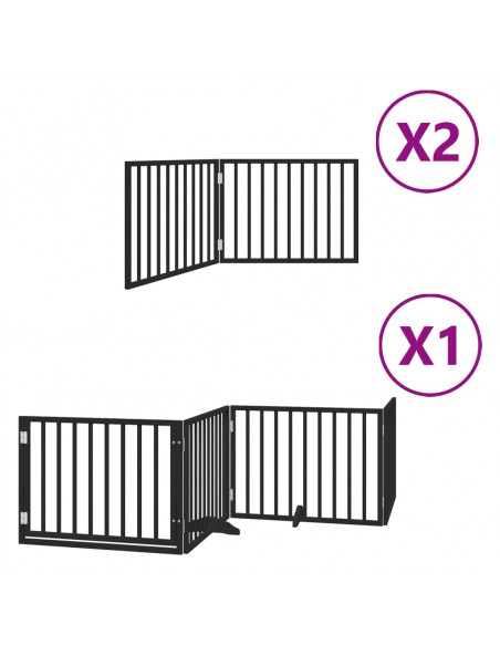 Cancello Cani Porta Pieghevole Nero 8 Pannelli 640 cm Pioppo