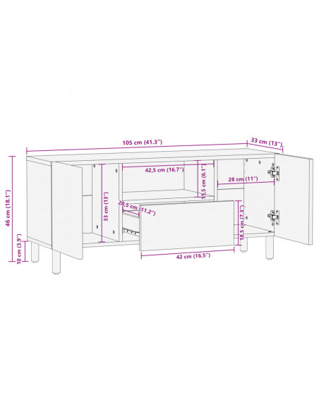 Mobile Porta TV Nero 105x33x46 cm in Legno Multistrato