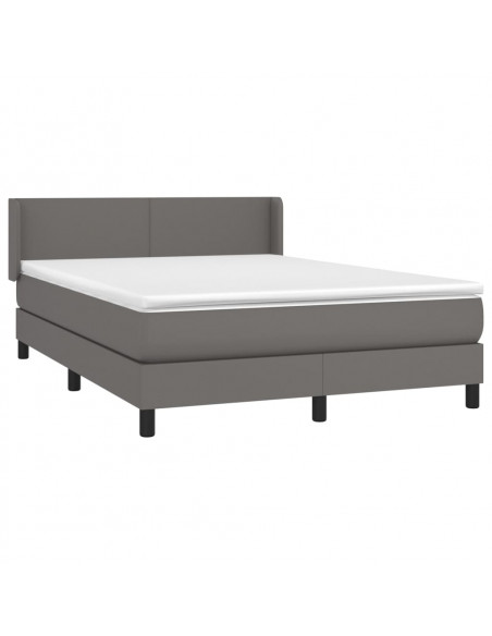 Giroletto a Molle con Materasso Grigio 140x190 cm in Similpelle