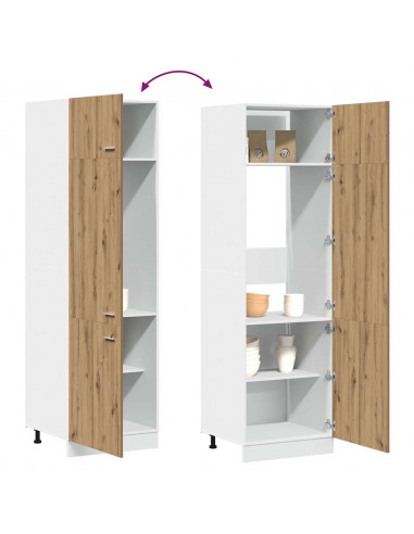 Mobile per Frigo Rovere Artigianale 60x57x207 cm in Truciolato