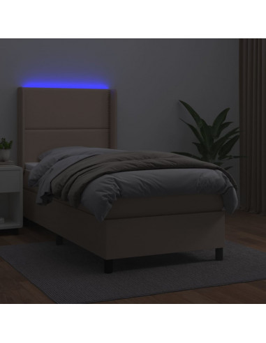 Giroletto Molle Materasso e LED Cappuccino 90x200 cm Similpelle