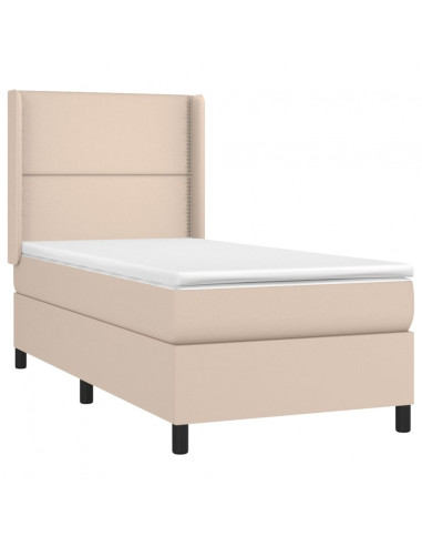 Giroletto Molle Materasso e LED Cappuccino 90x200 cm Similpelle