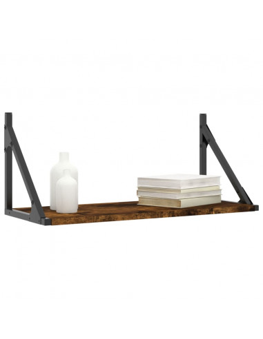 Mensole Parete 2pz Rovere Fumo 60x25x25,5 cm Legno Multistrato