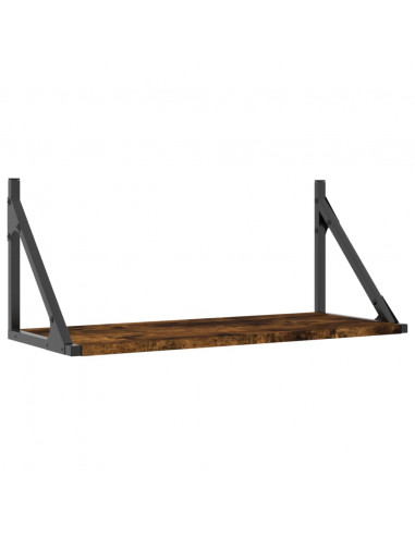 Mensole Parete 2pz Rovere Fumo 60x25x25,5 cm Legno Multistrato
