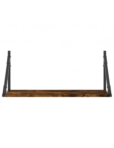 Mensole Parete 2pz Rovere Fumo 60x25x25,5 cm Legno Multistrato