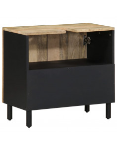 Mobile Lavabo da Bagno Nero 62x33x58 cm Legno Massello di Mango 2