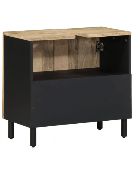 Mobile Lavabo da Bagno Nero 62x33x58 cm Legno Massello di Mango