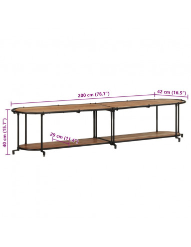 Mobile Porta TV 200x42x40 cm in Legno Massello di Acacia