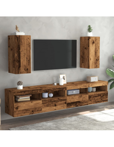 Mobili TV 2 pz Legno Antico 30,5x30x60 cm in Legno Multistrato