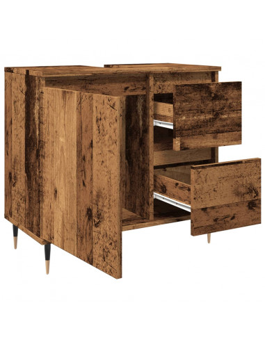 Armadietto da Bagno Legno Antico 65x33x60 cm in Truciolato