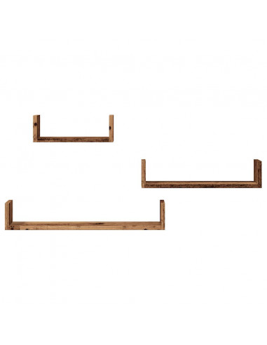 Mensole a Parete 3pz Legno Antico in Legno Multistrato