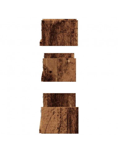 Mensole a Parete 3pz Legno Antico in Legno Multistrato