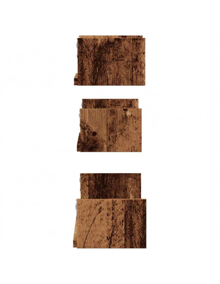 Mensole a Parete 3pz Legno Antico in Legno Multistrato