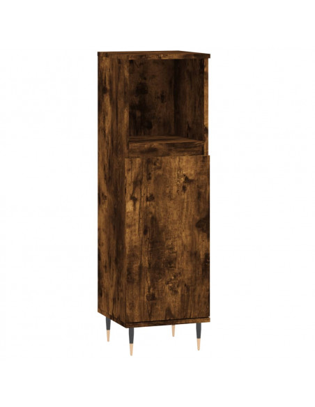 Set Mobili da Bagno 3 pz Rovere Fumo in Legno Multistrato