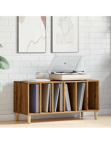 Mobile Porta Dischi Rovere Artigianale 100x38x48 cm Multistrato