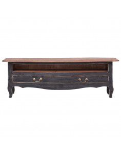 Mobile Porta TV 120x30x40 cm Nero Legno Massello di Mogano 2