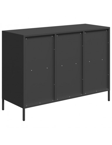Credenza Nera 101,5x39x73,5 cm in Acciaio Laminato a Freddo
