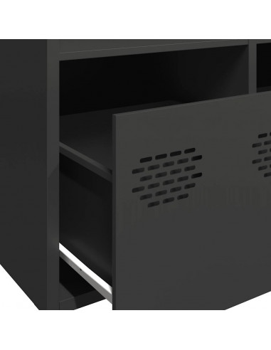 Credenza Nera 101,5x39x73,5 cm in Acciaio Laminato a Freddo