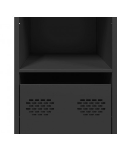 Credenza Nera 101,5x39x73,5 cm in Acciaio Laminato a Freddo