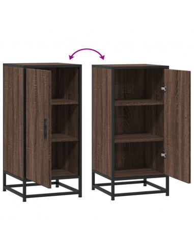 Credenza Rovere Marrone 35,5x35x76 cm in Truciolato e Metallo