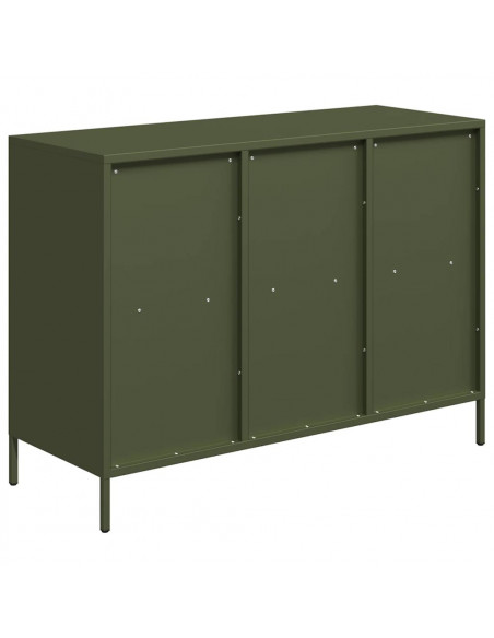 Credenza Verde Oliva 101,5x39x73,5 cm Acciaio Laminato a Freddo