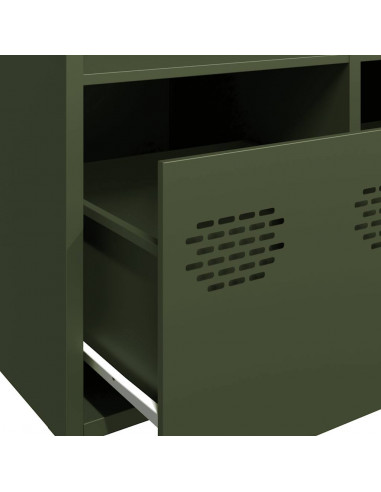 Credenza Verde Oliva 101,5x39x73,5 cm Acciaio Laminato a Freddo