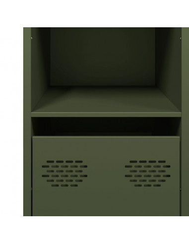 Credenza Verde Oliva 101,5x39x73,5 cm Acciaio Laminato a Freddo