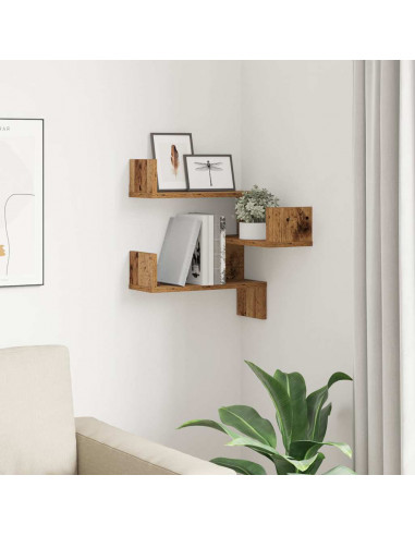 Scaffale Angolare Muro Legno Antico 40x40x49,5 cm Truciolato
