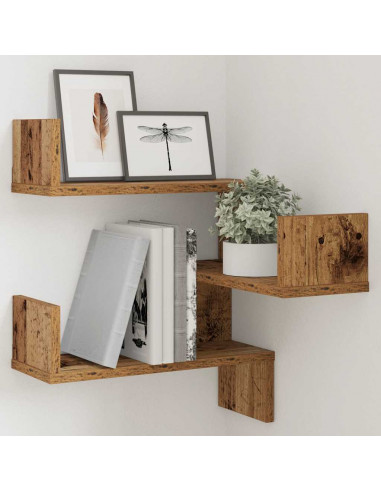 Scaffale Angolare Muro Legno Antico 40x40x49,5 cm Truciolato
