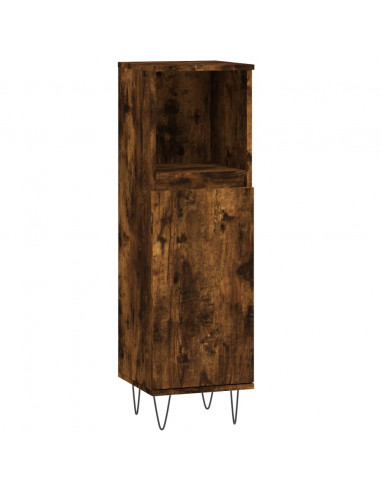 Set Mobili da Bagno 3 pz Rovere Fumo in Legno Multistrato