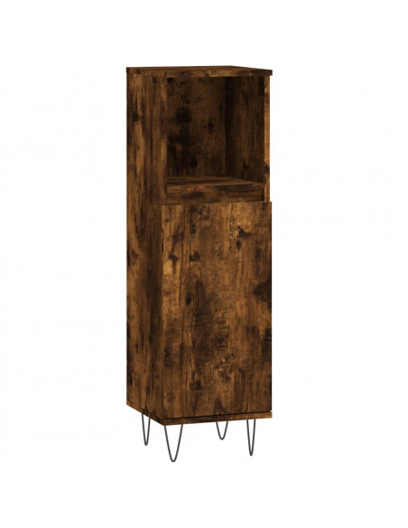 Set Mobili da Bagno 3 pz Rovere Fumo in Legno Multistrato